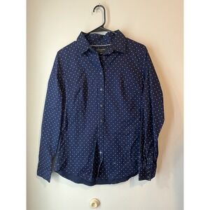 Navy Polka Dot Button-Up Shirt